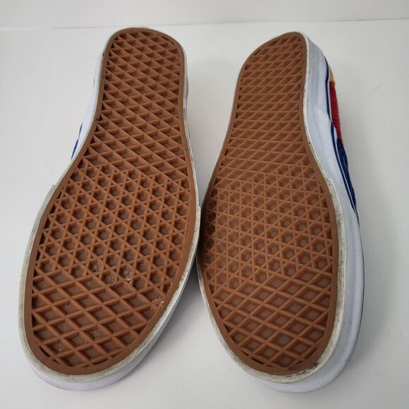 VANS Corduroy Slip On Sneakers Mens 10.5 Womens 12 Multicolor Classic Blue Red - Picture 8 of 11